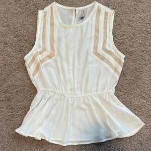 Paper Crane White and Tan Sleeveless Blouse